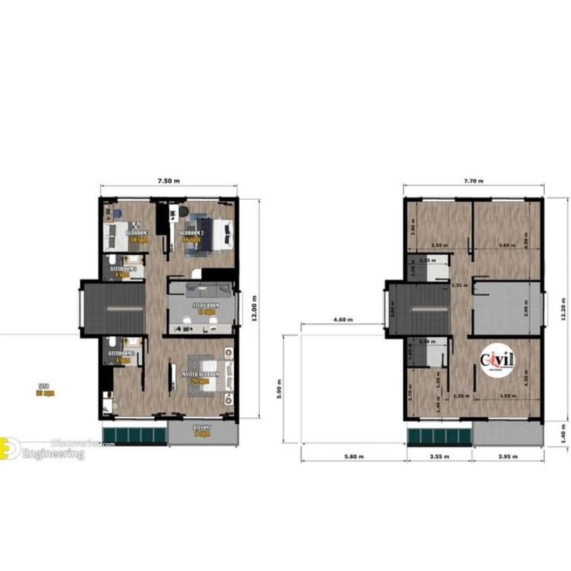 90m² Two-Storey House